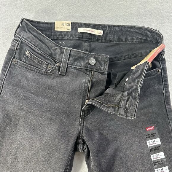 LEVI’S Women’s Super Low Bootcut Jeans Black Washed Size 26 Low-Rise Y2k *New* - Picture 7 of 15